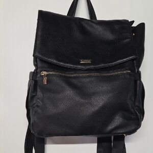 Landici Black Faux Pebbled Leather Backpack